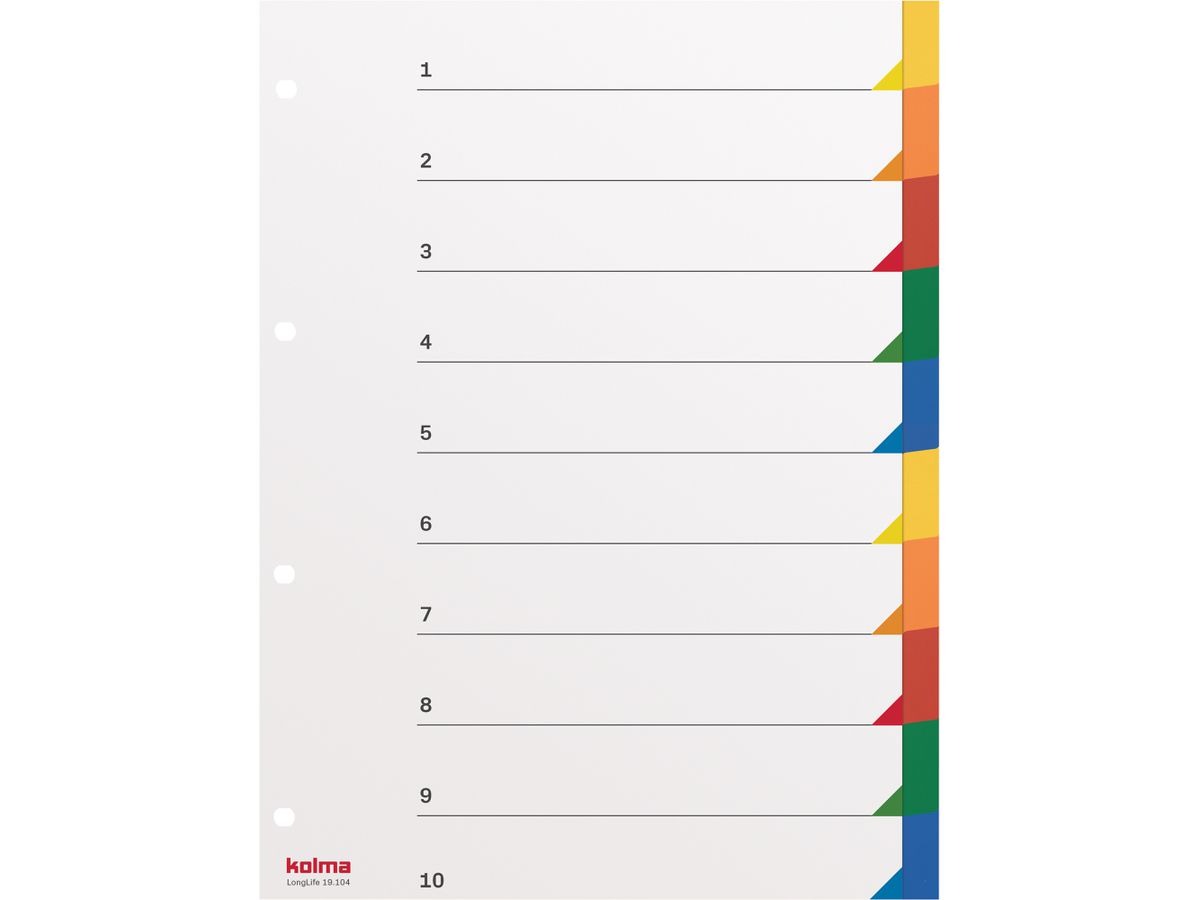 KOLMA Registro LongLife A4 19.104.20 multicolore 10 pzi (7611967190043)