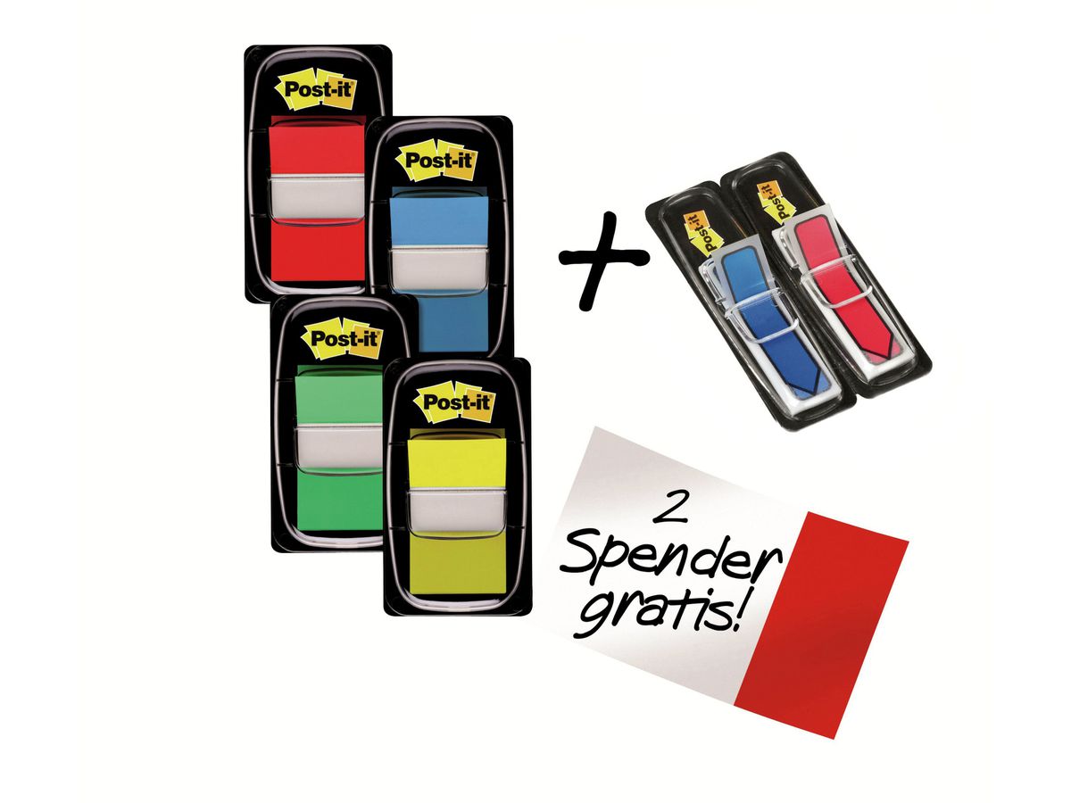 POST-IT Index 25.4x43.2mm I680-P6 4 couleurs 4x50 flls.,2xflèche (0021200467431)