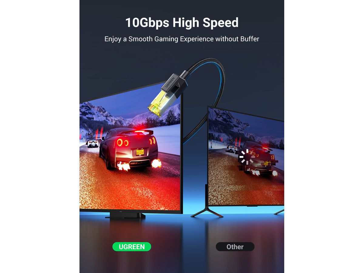 UGREEN Cable Cat 7 Ethernet 80423 Braided, 2m (BB) (6957303884230)