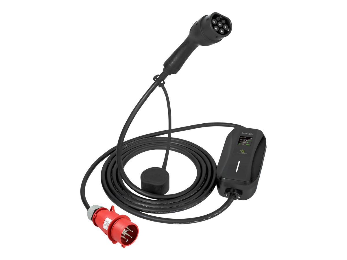 DELTACO e-Charge,cab.LED disp.type-2 EV-3226 3-phase,16A, Mode-2,6m,Bl. (7333048056511)