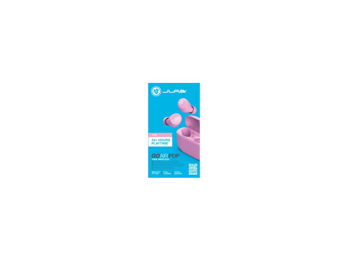 JLAB Go Pop+ Earbuds IEUEBGAIRPOPRPNK124 True Wireless, Pink (0810119070203)