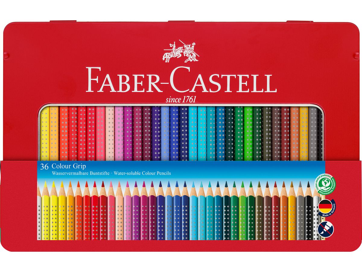 FABER-CASTELL Matita colorata Colour Grip 112435 36 colori Astuccio metallico (4005401124351)