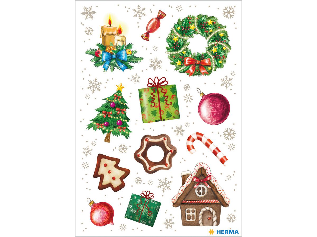 HERMA Sticker Weihnachten 15072 bunt 36 Stück/3 Blatt (4008705150729)