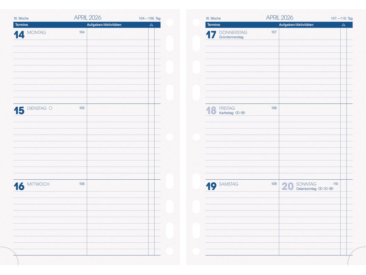 BRUNNEN Timer Einlage 2026 1079100006 1W/2S DE A5 (4061947144482)