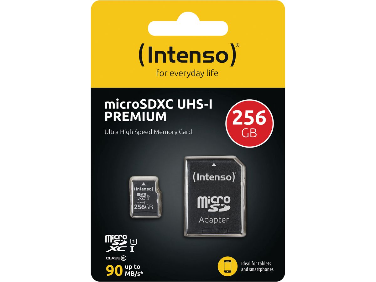 INTENSO Micro SD Secure Digital Cards 3423492 SD Adapter 256GB (4034303028801)