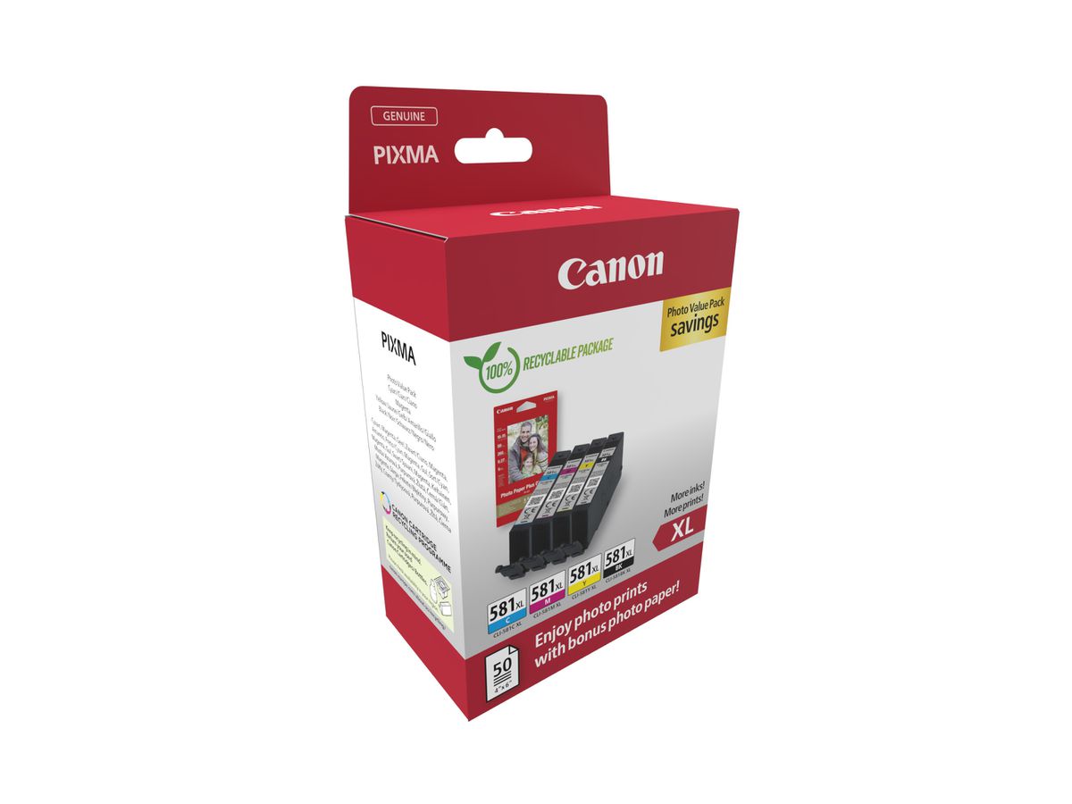 CANON Photo Valuepack XL BKCMY CLI-581XL Pixma TR7550 4x8.3ml (8714574679075)