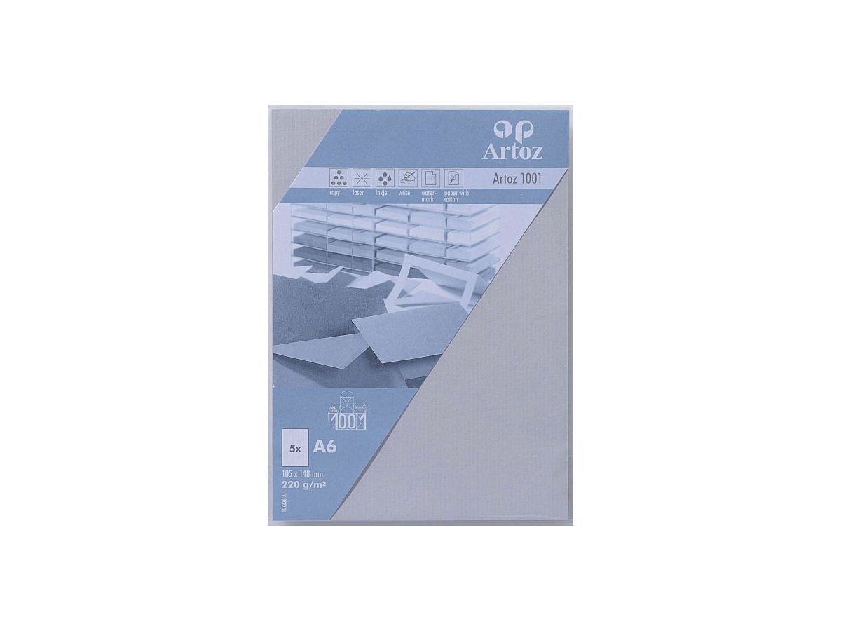 ARTOZ 1001 Cartoline A6 107326142 220g, grigio chiaro 5 fogli (7612450868784)