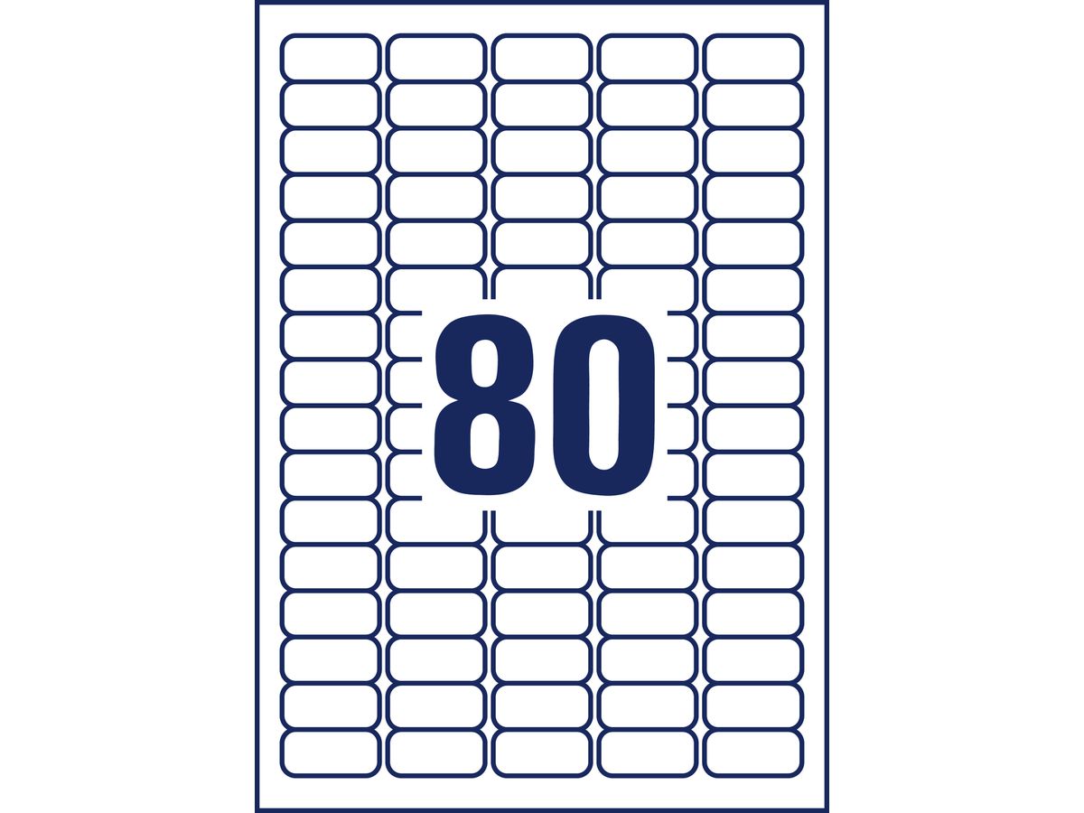 AVERY ZWECKFORM Etiketten ILK 35,6x16,9mm L4732REV1 weiss,ablösbar 10 Bl./800 Stk. (4004182617601)