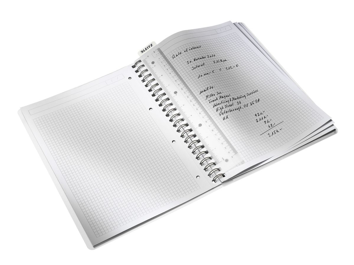 LEITZ Collegeblock WOW PP A4 4638-00-01 blanc quadrillé (4002432121311)