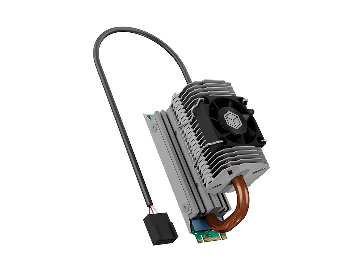 ICY BOX M.2 Heatpipe Kühler mit IB-M2HSF-705 30mm Lüfter Alu. für 2280 (4250078172123)