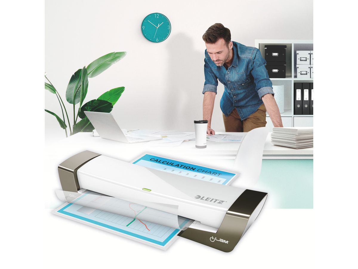LEITZ Plastificatrice iLAM Office A4 72510084 argento/bianco (4002432112876)