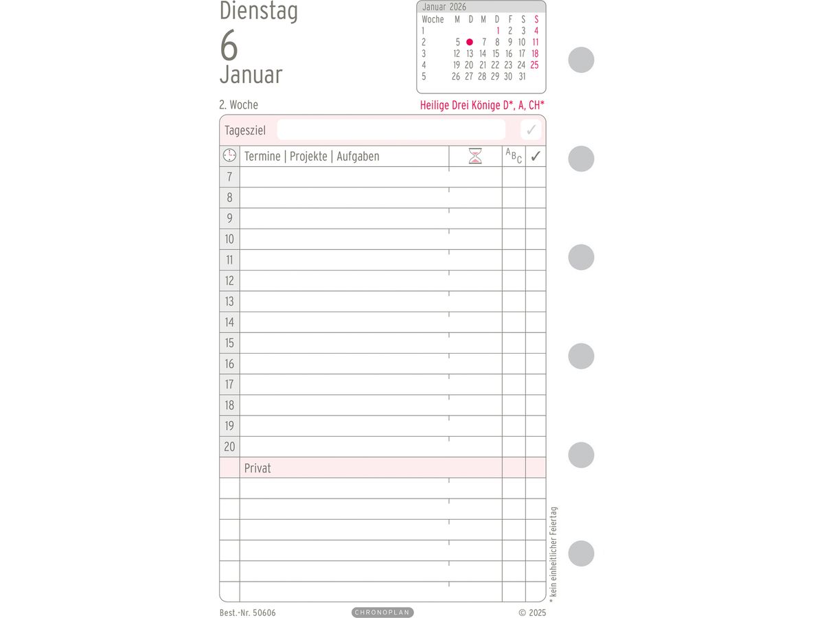 CHRONOPLAN Plan journalier recharge 2026 50606Z.26 1J/1P Mini (4004182088579)
