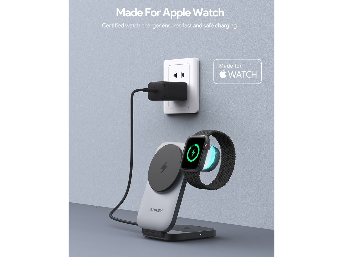 AUKEY MagFusion 3-IN-1 foldable LC-MC312 Wireless Charger 15W (0689323790173)