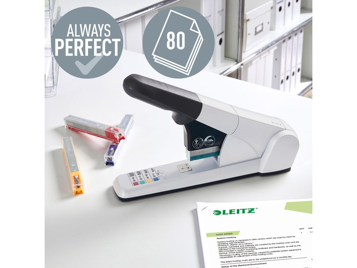LEITZ Cucitrice 5551 55510084 grigio chiaro 80 fogli (4002432364008)