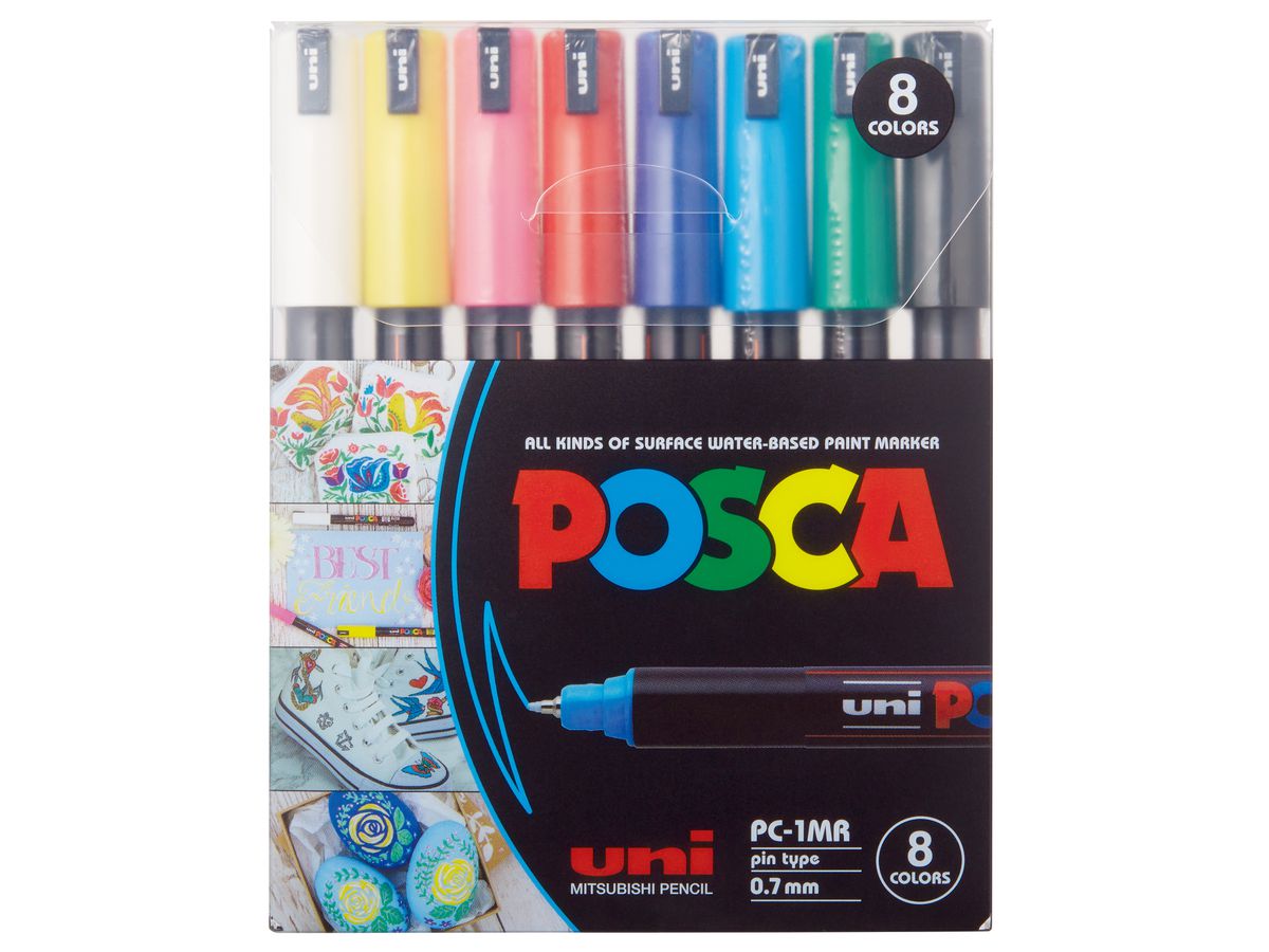 UNI-BALL Fineliner Posca 0.7mm PC-1MR 8C 8 Farben ass. (4902778246061)