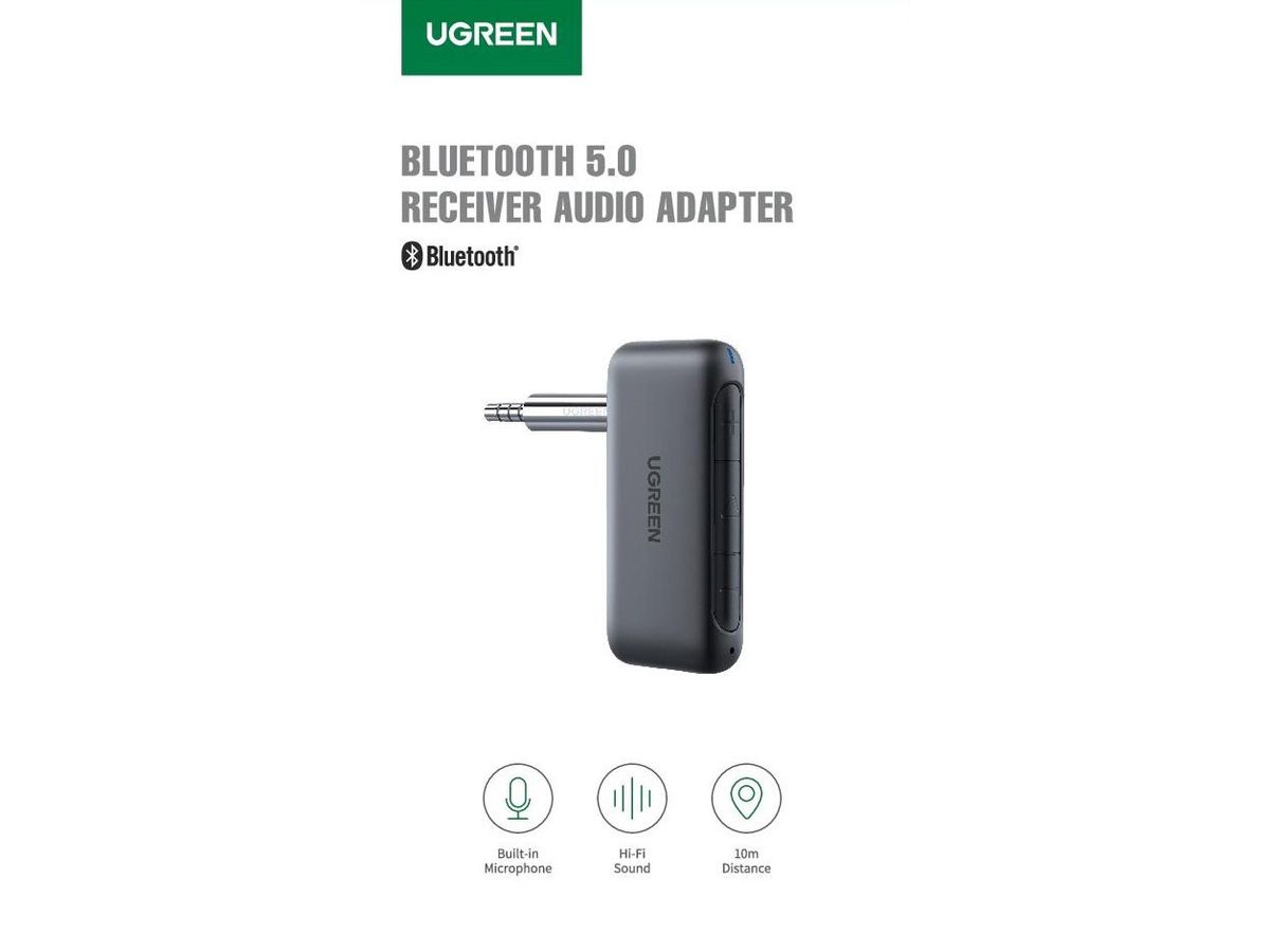 UGREEN Car BT 5.0 Receiver 70303 Audio Adaper 3.5mm AUX,Bl.(BB) (6957303873036)