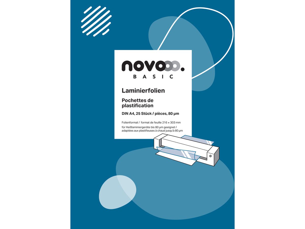 NOVOOO Laminierfolie A4 47050000 glanz, 80my 25 Stück (9010729002101)
