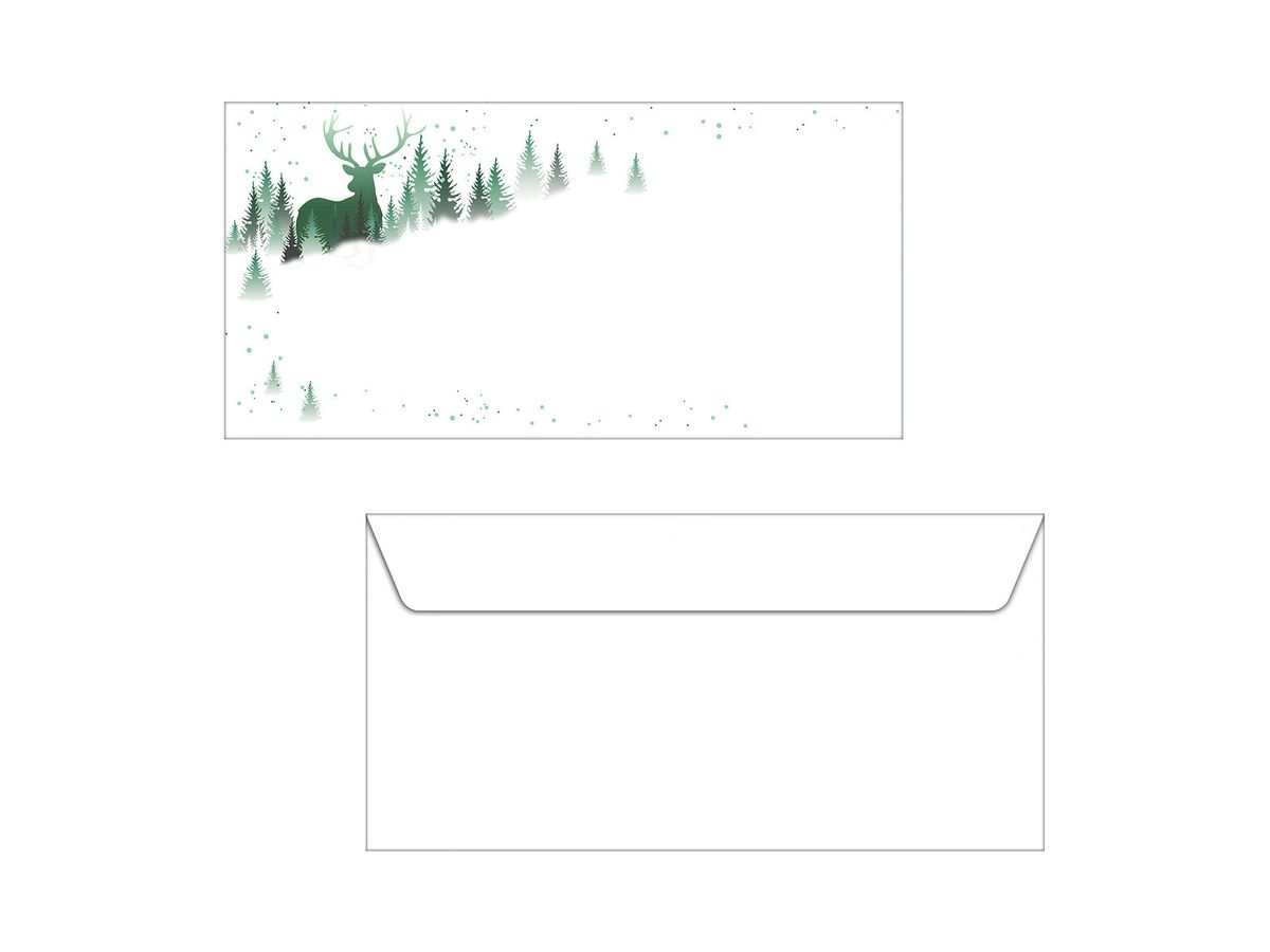 SIGEL Weihnachts-Couvert 11x22cm DU284 90g,Christmas Forest 25 Stück (4004360808975)