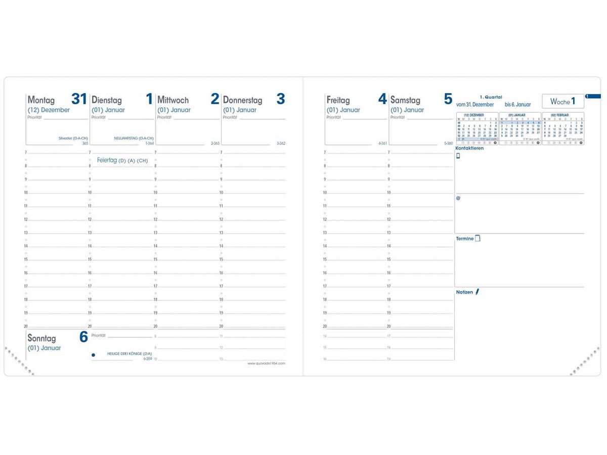 QUO-VADIS Agenda Executif Club 2026 0141119Q 1S/2P crème DE 16x16cm (3371010529049)