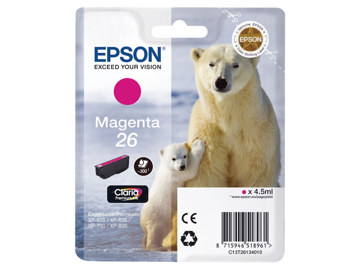 EPSON Cart. d'inchiostro magenta T261340 XP 700/800 300 pagine (8715946625607)