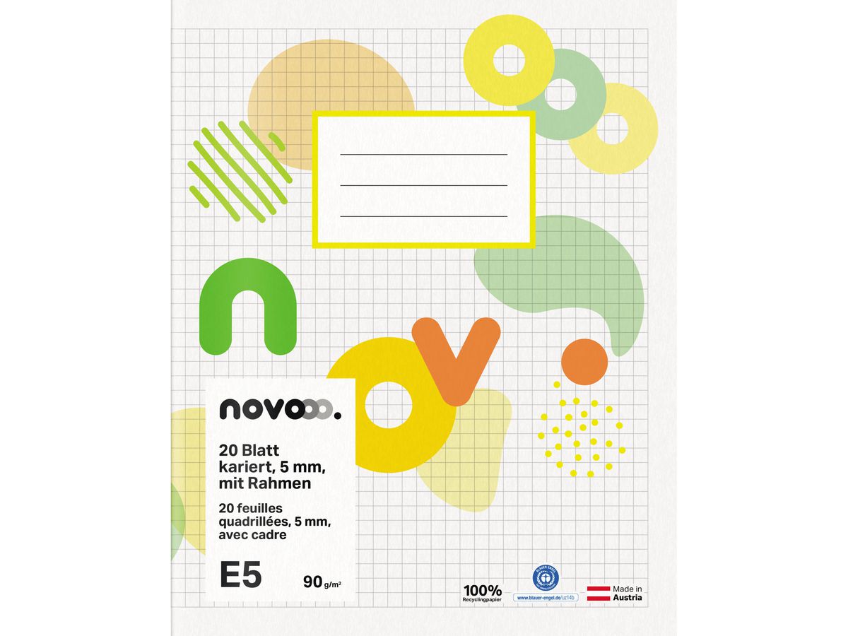 NOVOOO Quaderno E5 729763 5mm a quadretti con bordo 90g (9010729085425)