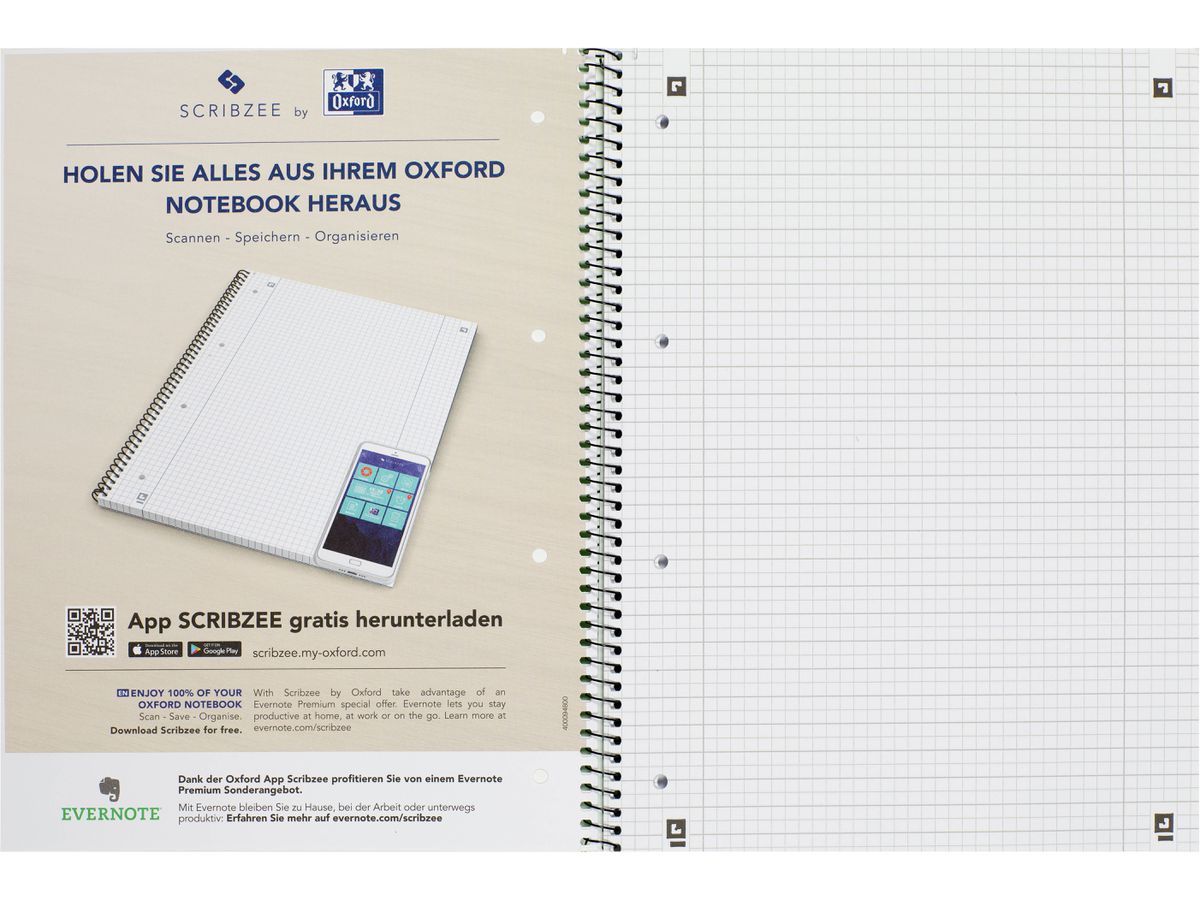 OXFORD Collegeblock A4+ 100050362 quadrett./rigato, 90g 80 fogli (4006144958920)