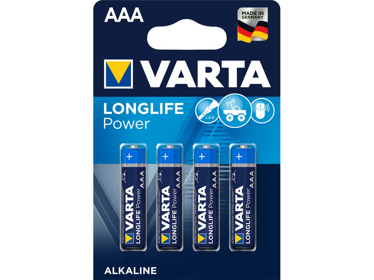 VARTA Batterie Longlife Power 04903 121 414 AAA/LR03, 4 Stück (4008496559749)