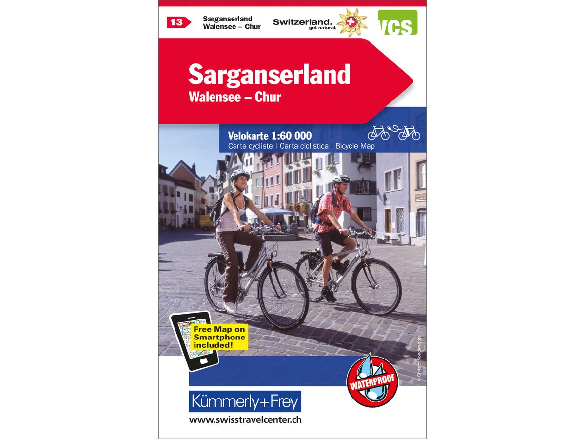 KÜMMERLY+FREY Carta bicicletta 1:60'000 259024133 Sarganserland-Walensee-Chur (9783259024133)