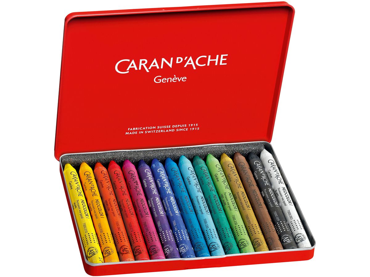CARAN D'ACHE Wachsmalkreide Neocolor 1 7000.315 15 Farben Metallbox (7610186223150)