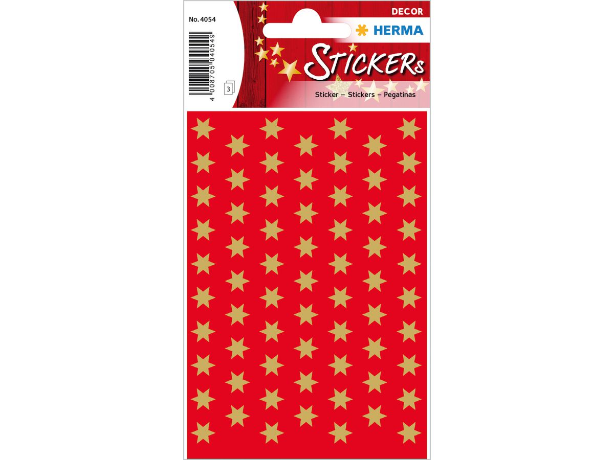 HERMA Sticker Stelle 8mm 4054 oro 201 pezzi/3 fogli (4008705040549)