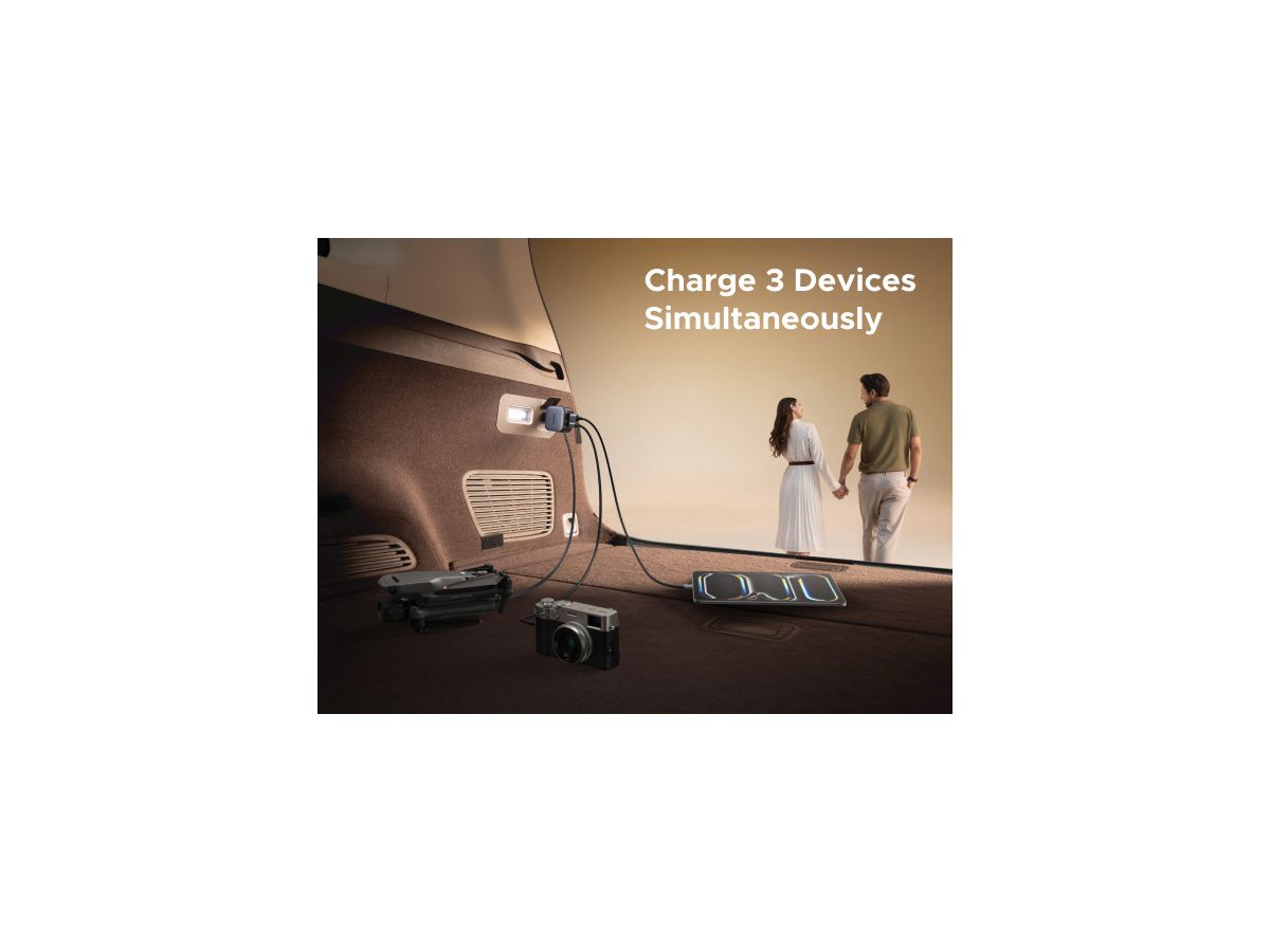 UGREEN Fast Car Charger 2-Port 60W 55212B Retractable Cable (6941876271306)