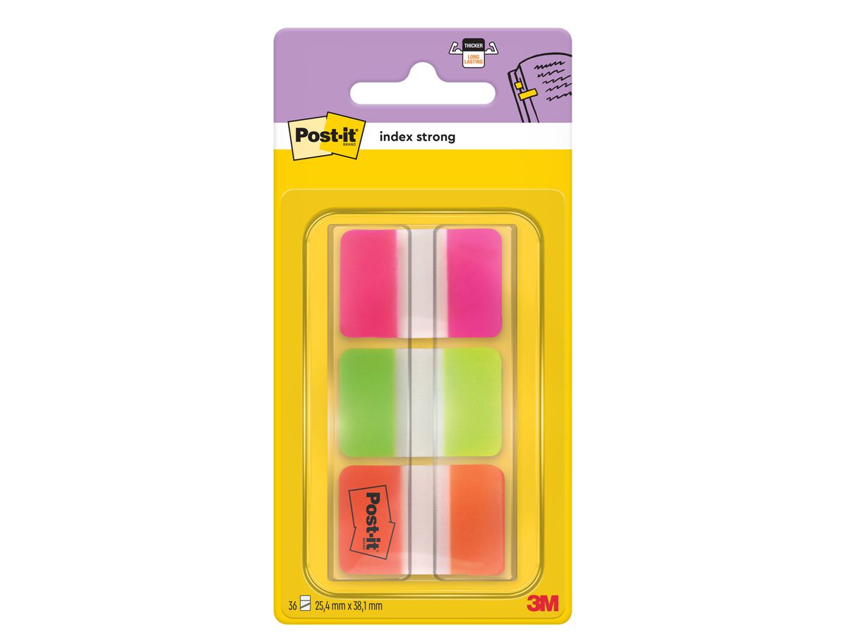 POST-IT Index Strong 25,4x38mm 686-PGOT 3-farbig/3x12 Tabs (0051141340142)