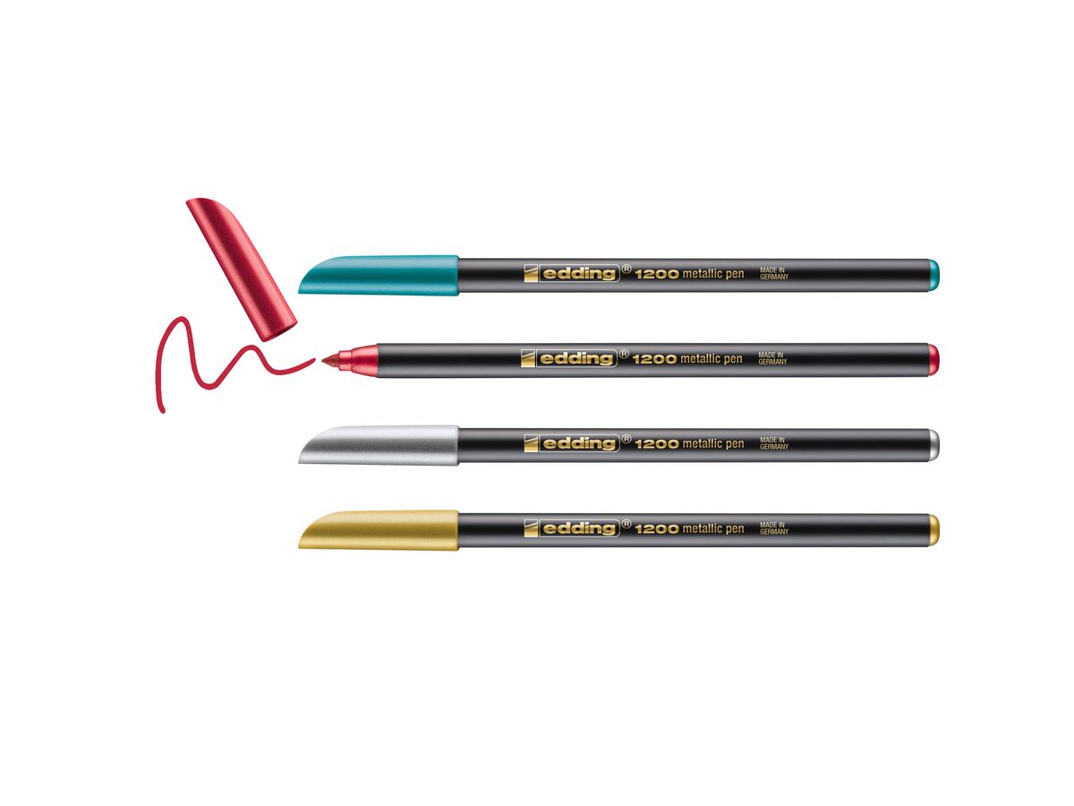 EDDING Stilos fibre 1200 Met. 1-3mm 1200METBLI-G 4 pcs. ass. étui (4004764928378)