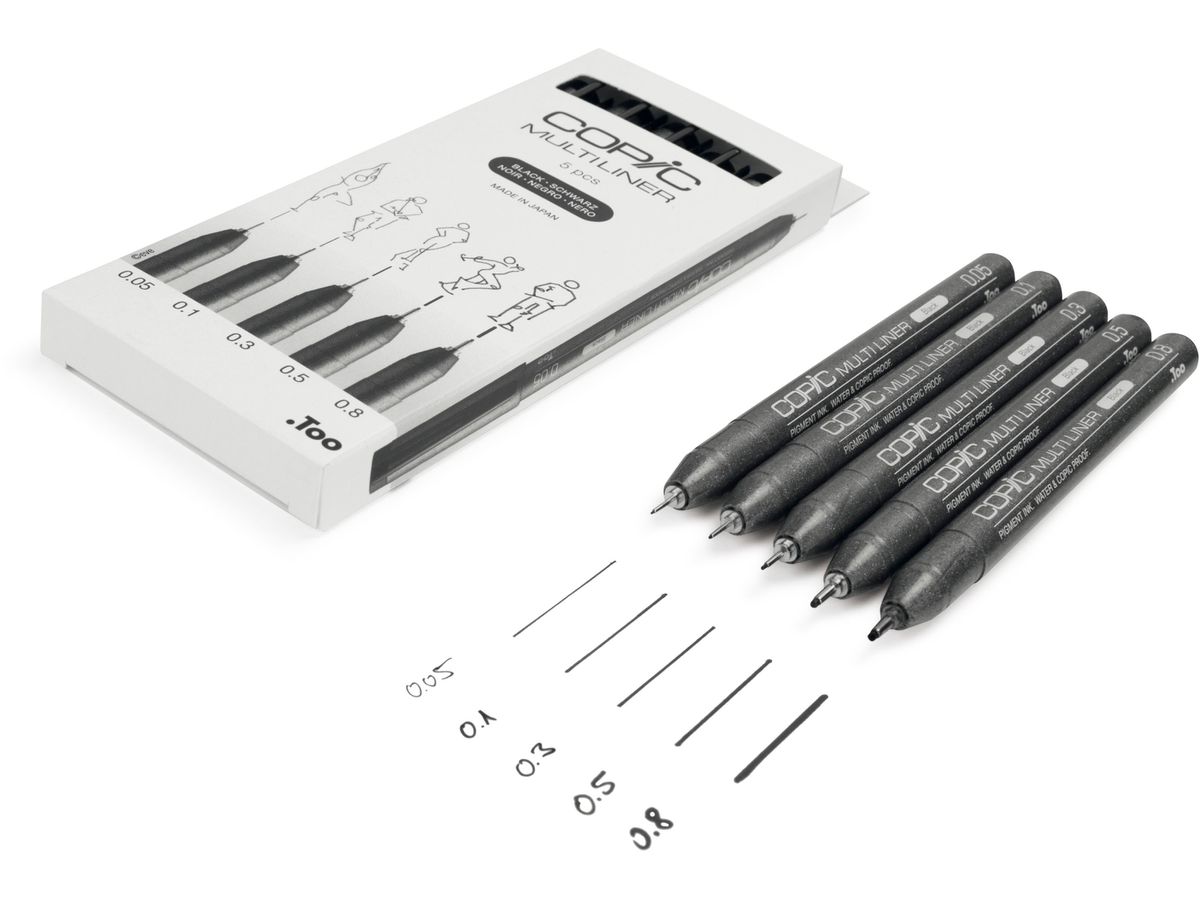 COPIC Multiliner 22075635 noir 5 pièces (4013695266084)