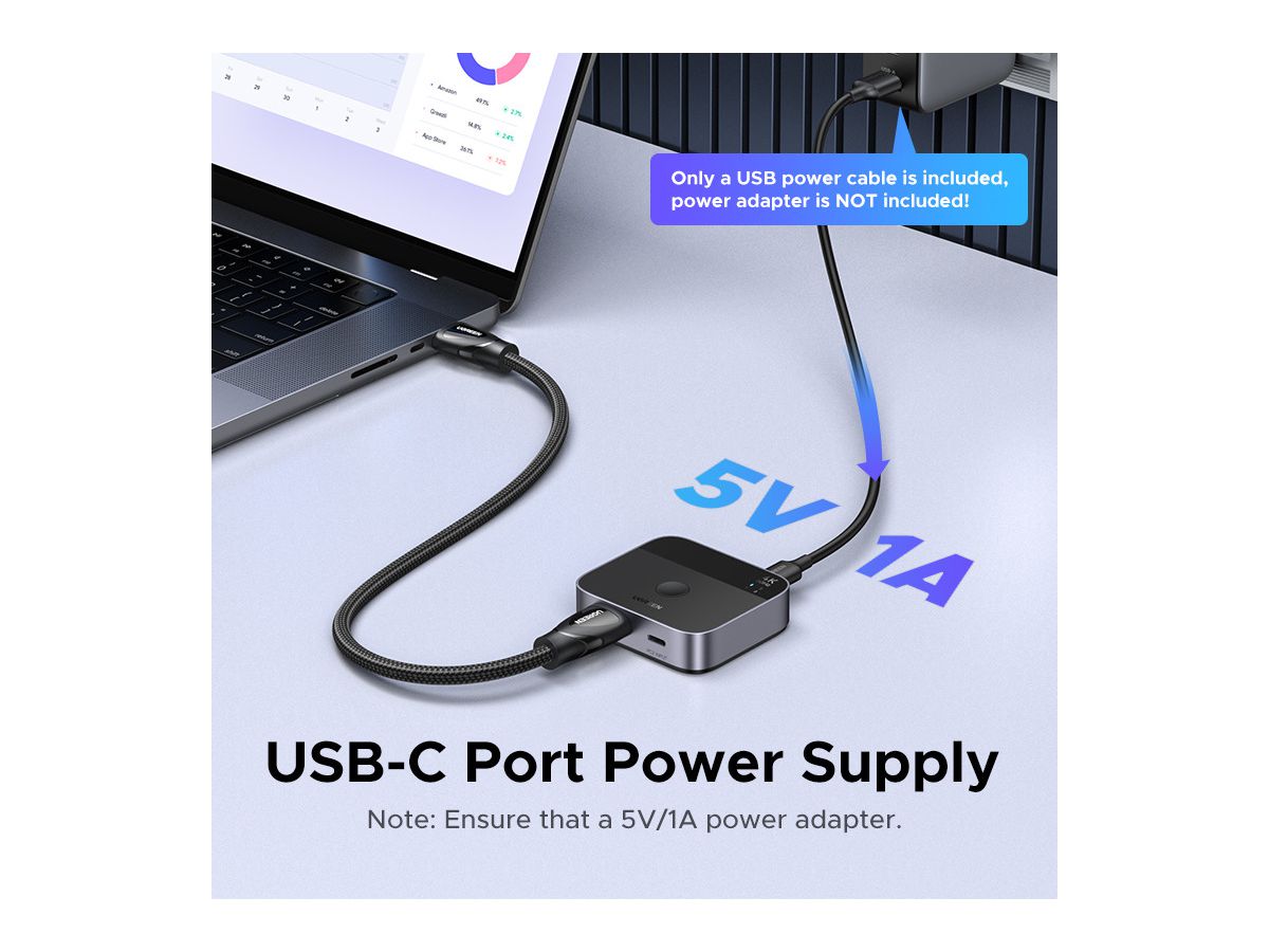 UGREEN Switch 2-in-1 Out 55452 1x USB-C+2xHDMI BB (6941876254521)