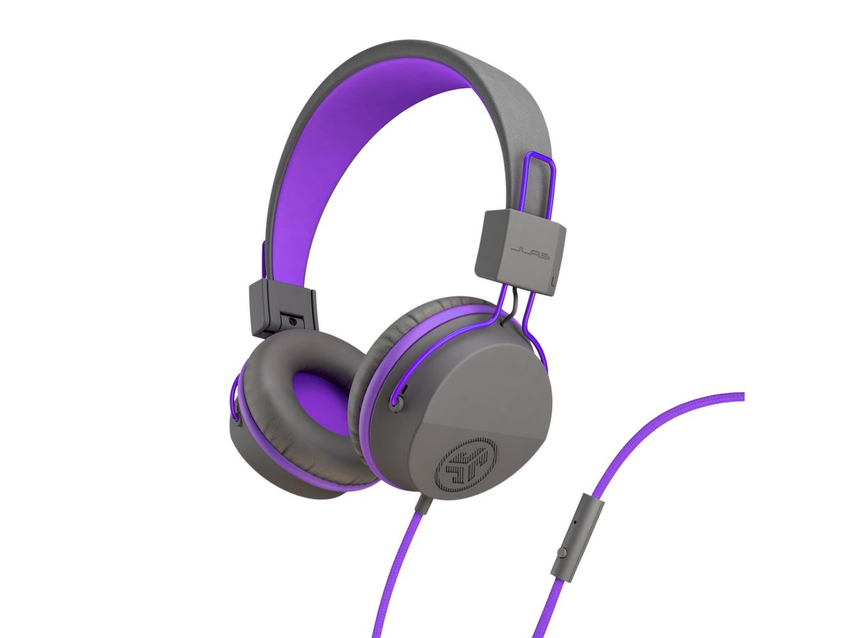 JLAB JBuddies Studio Kids On-Ear IEUHJKSTUDIORGRYPRP6 Wired, Grey/Purple (0812887015431)