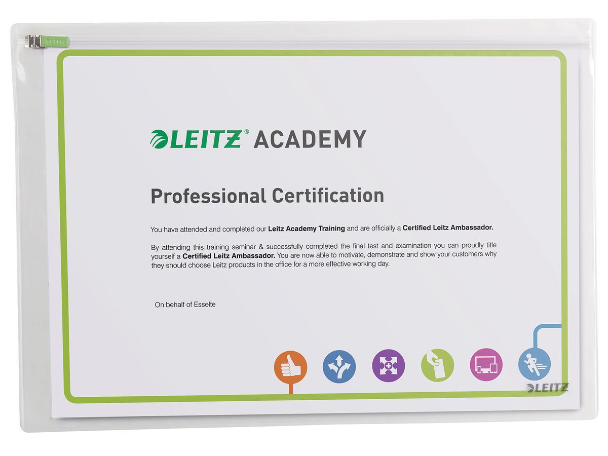 LEITZ Tasca cerniera zip L 40090000 trasparente 2 pezzi (4002432111824)