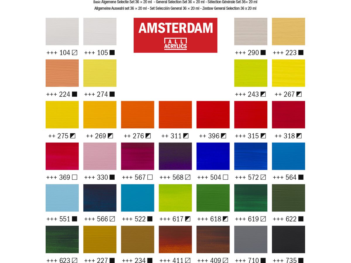 AMSTERDAM Standard Series Acryl Set 17820437 ass. 36x20ml (8712079456825)