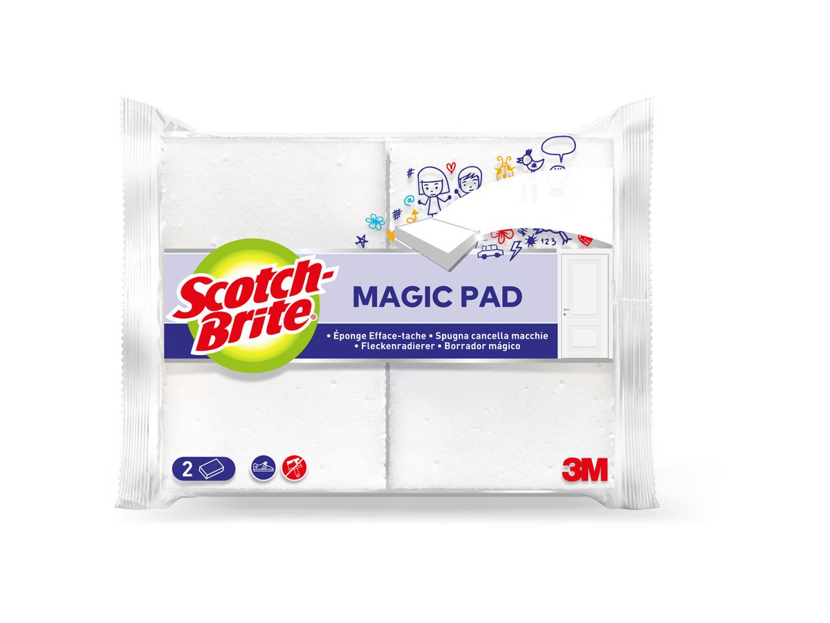 SCOTCH-BRITE Gomme tache 11x7x3cm SB831/2 Magic2, blanc 2 pcs. (4054596292987)
