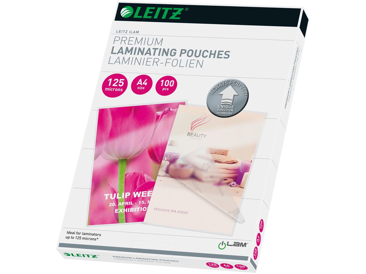 LEITZ Pochettes à plastifier A4 74810000 brillant, 125my 100 pcs. (4002432397655)