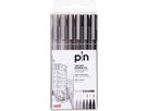 UNI-BALL Fineliner Pin 0.1/0.5mm PIN-200(S) Grey&Black 6P 3 colori 6 pezzi (4902778234617)