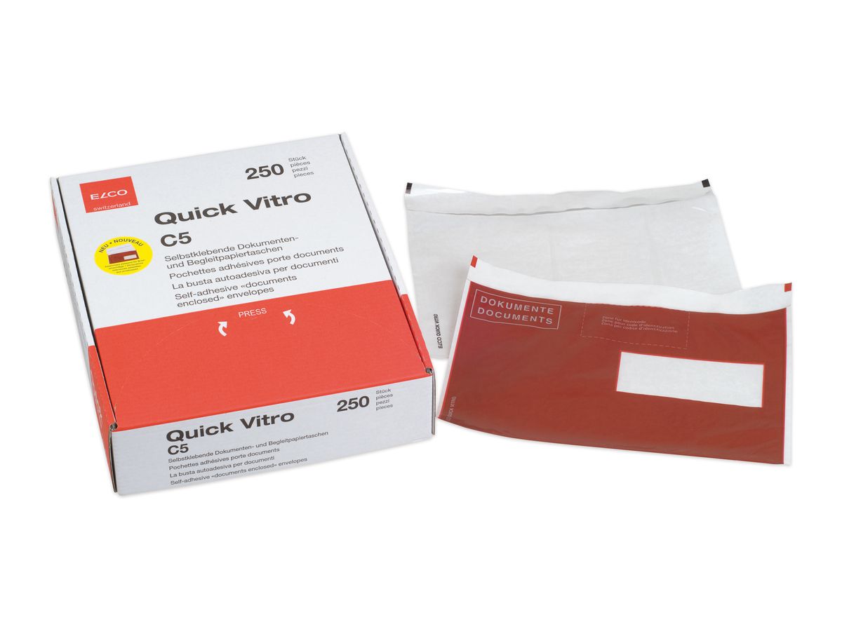 ELCO Dokumentent. Quick Vitro C5 29024.80 rot, Fenster rechts 250 Stk. (7610425884807)