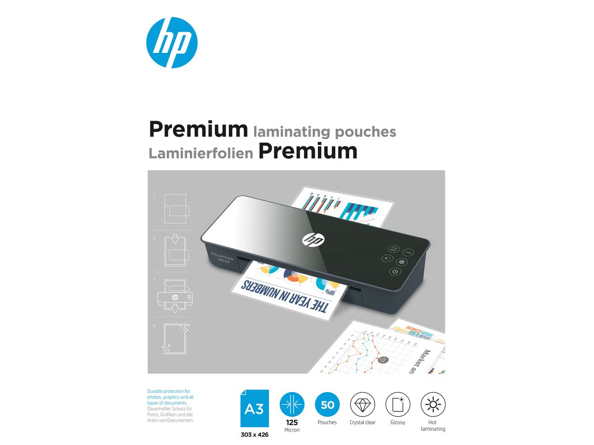 HP Pochettes plastific. 9127 Premium, A3, 125 Mic (4030152091270)