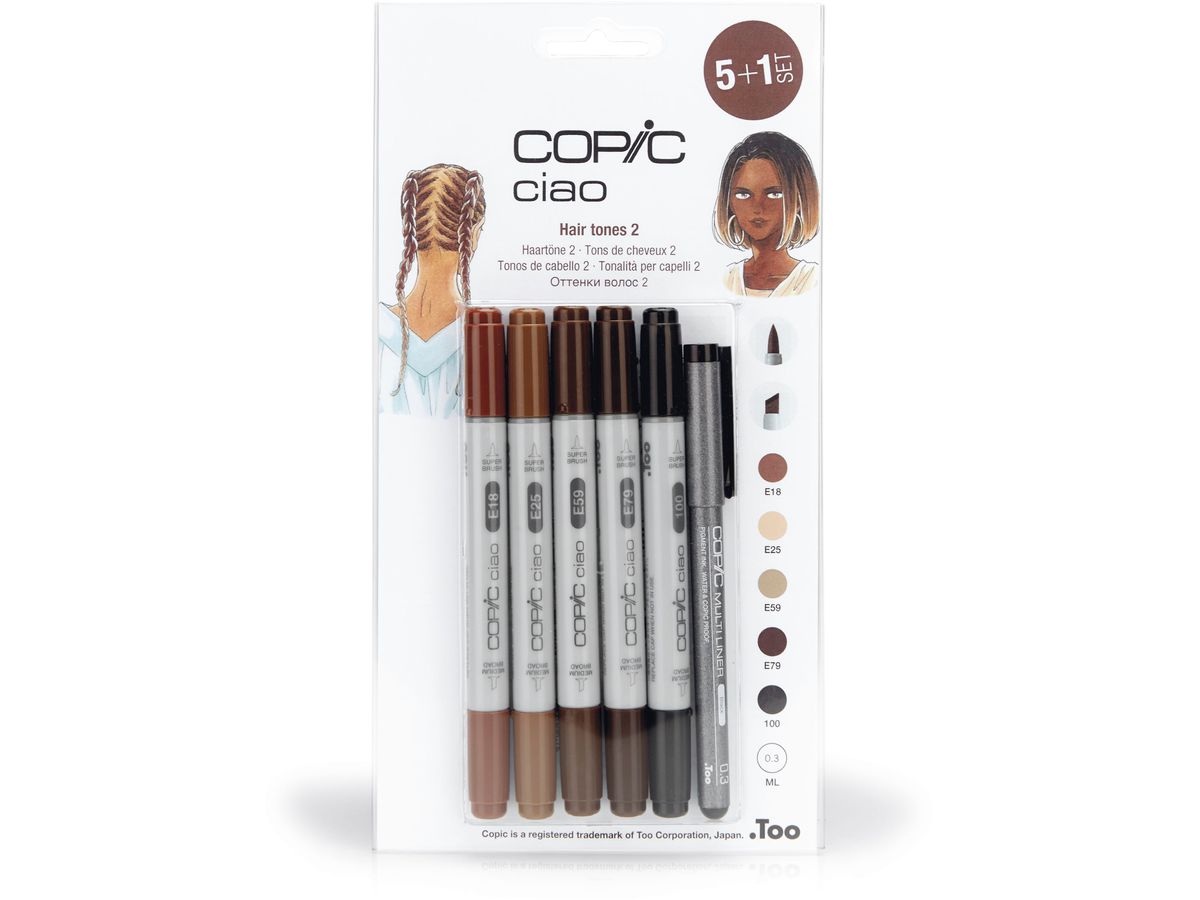 COPIC Marker Ciao 22075573 5+1 Set Hair Tones 2 (4013695265346)