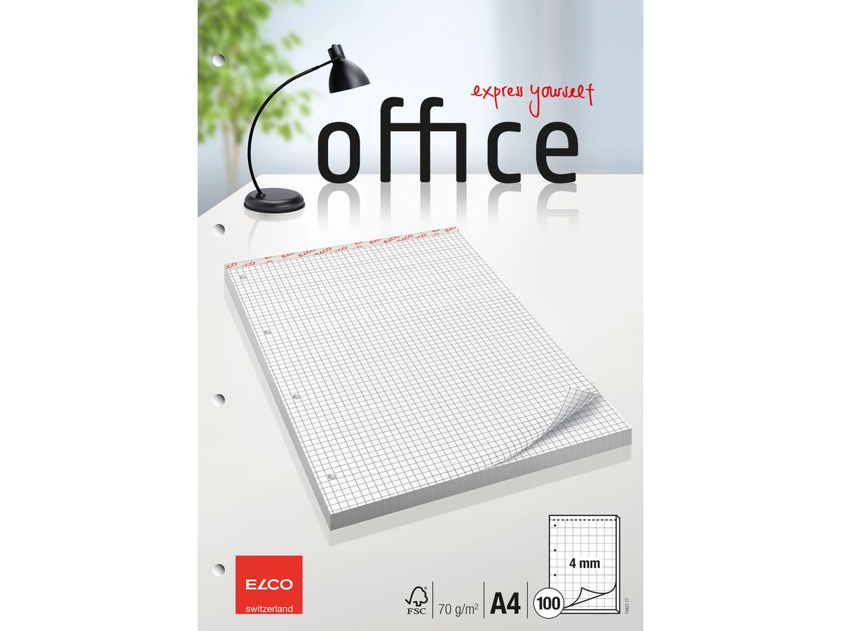 ELCO Bloc-notes quadrillé 4mm A4 74427.17 blanc, 70g 100 flls. (7611722018452)