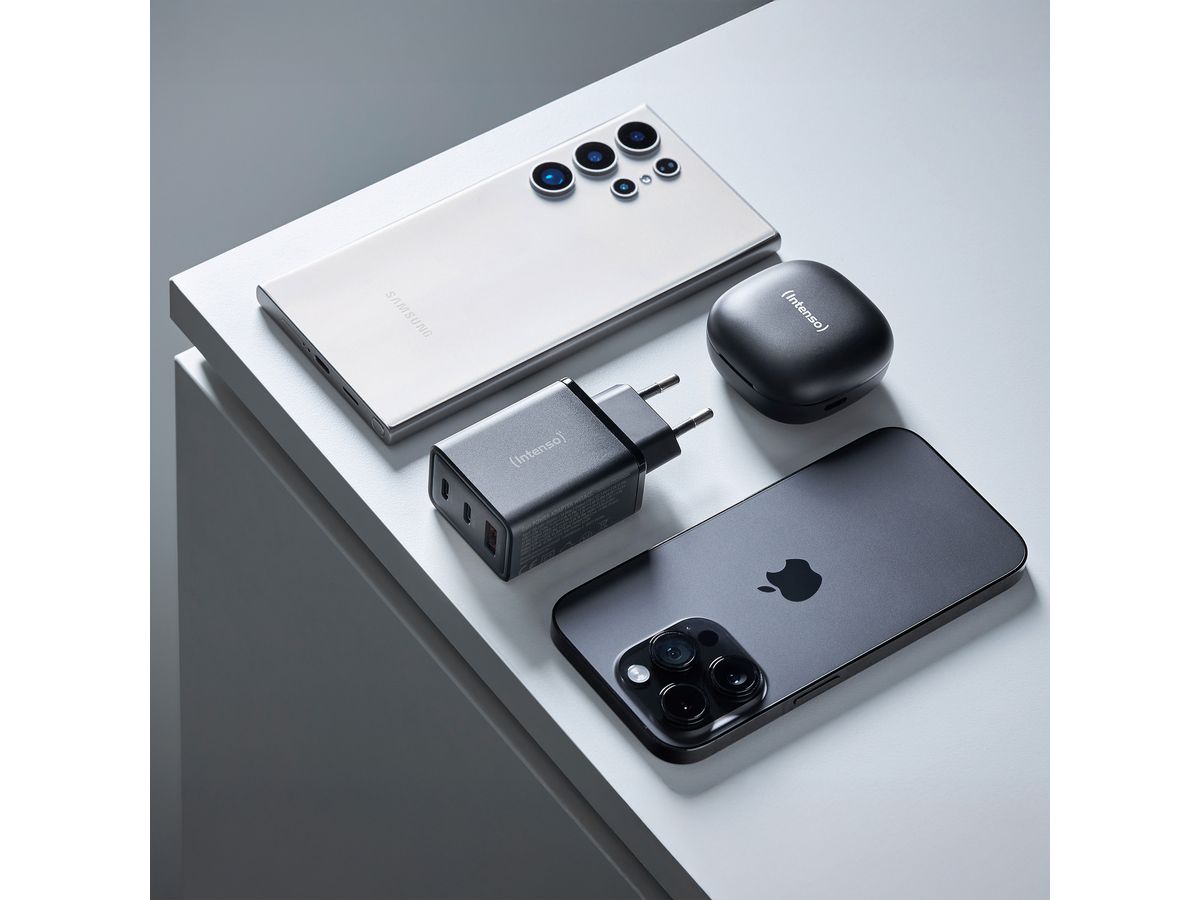 INTENSO Power Charger 65W GaN black 7806510 65W, 2 x USB-C 1 x USB-A (4034303035946)