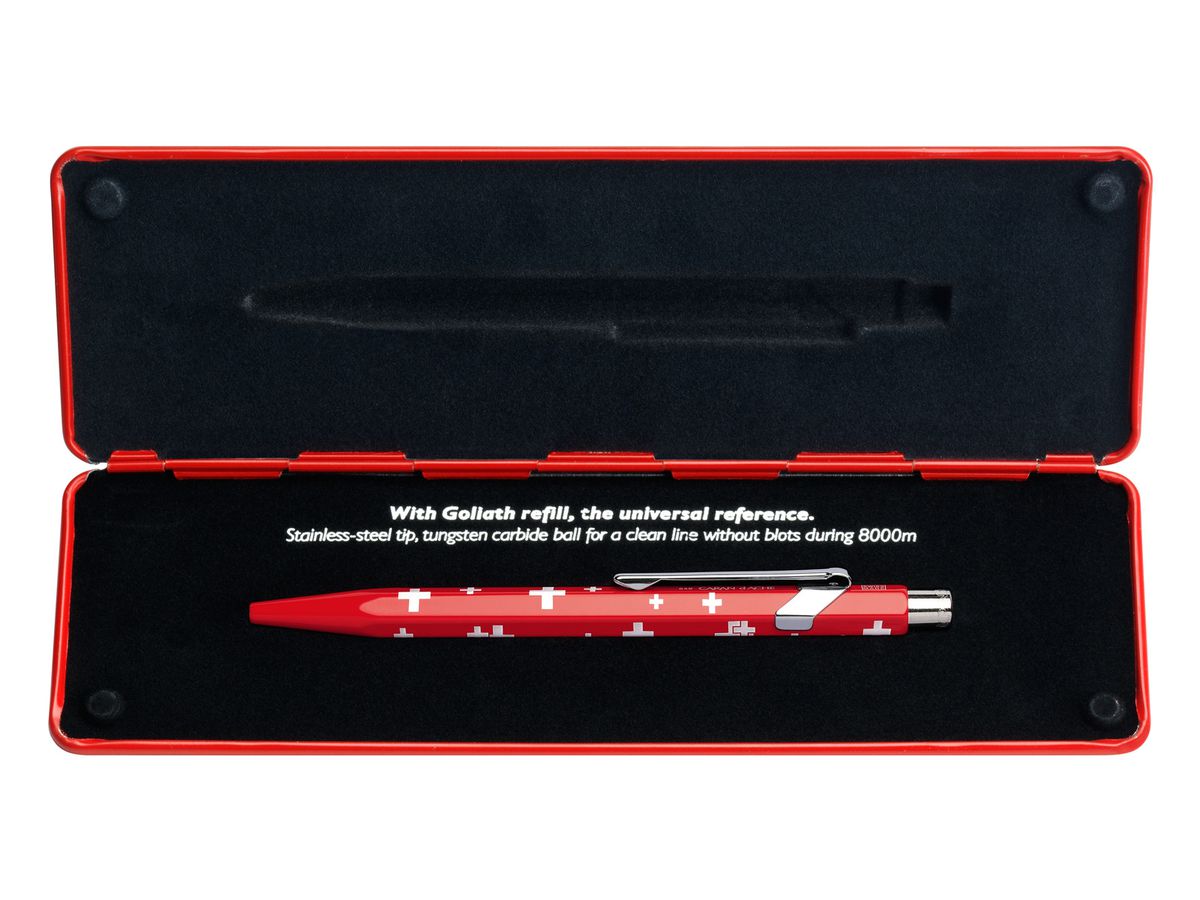 CARAN D'ACHE Penna a sfera Totally Swiss 849.053 rosso/bianco, c. astuccio met. (7630002305808)