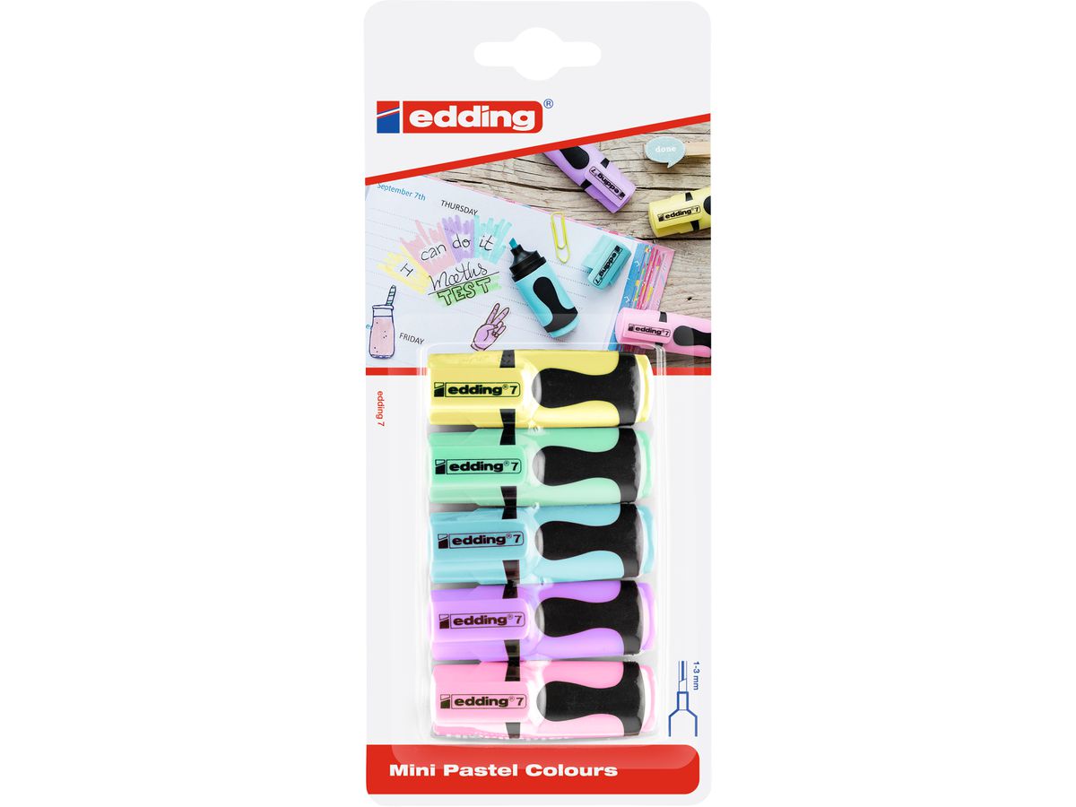 EDDING Textmarker mini 7 1-3mm 4-7-51099-00 Pastell 5 Stück (4057305023353)
