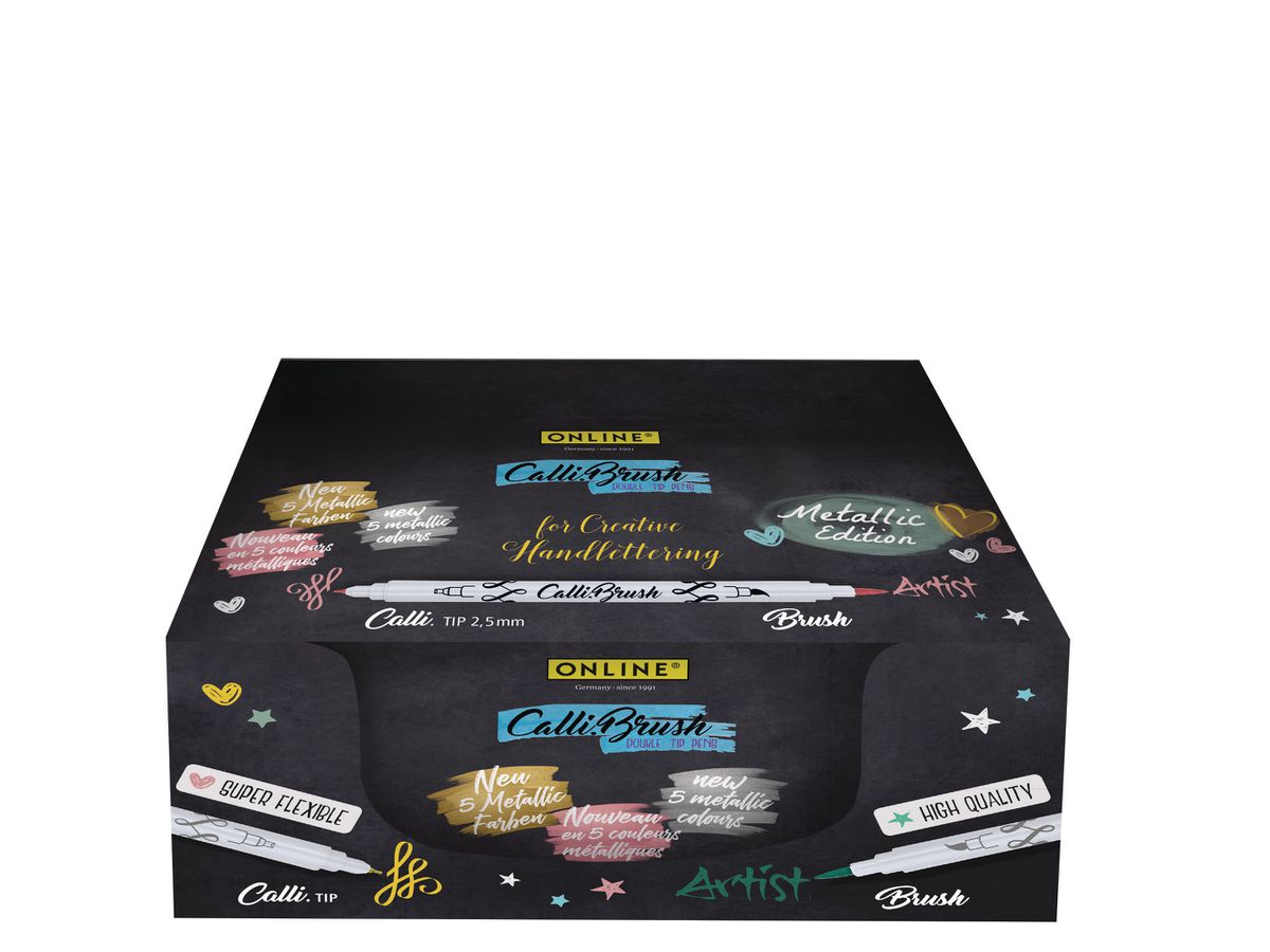 ONLINE Callibrush Pen Double Tip 19090/10 metallic,5 ass. Coul./10 pcs. (4014421190901)