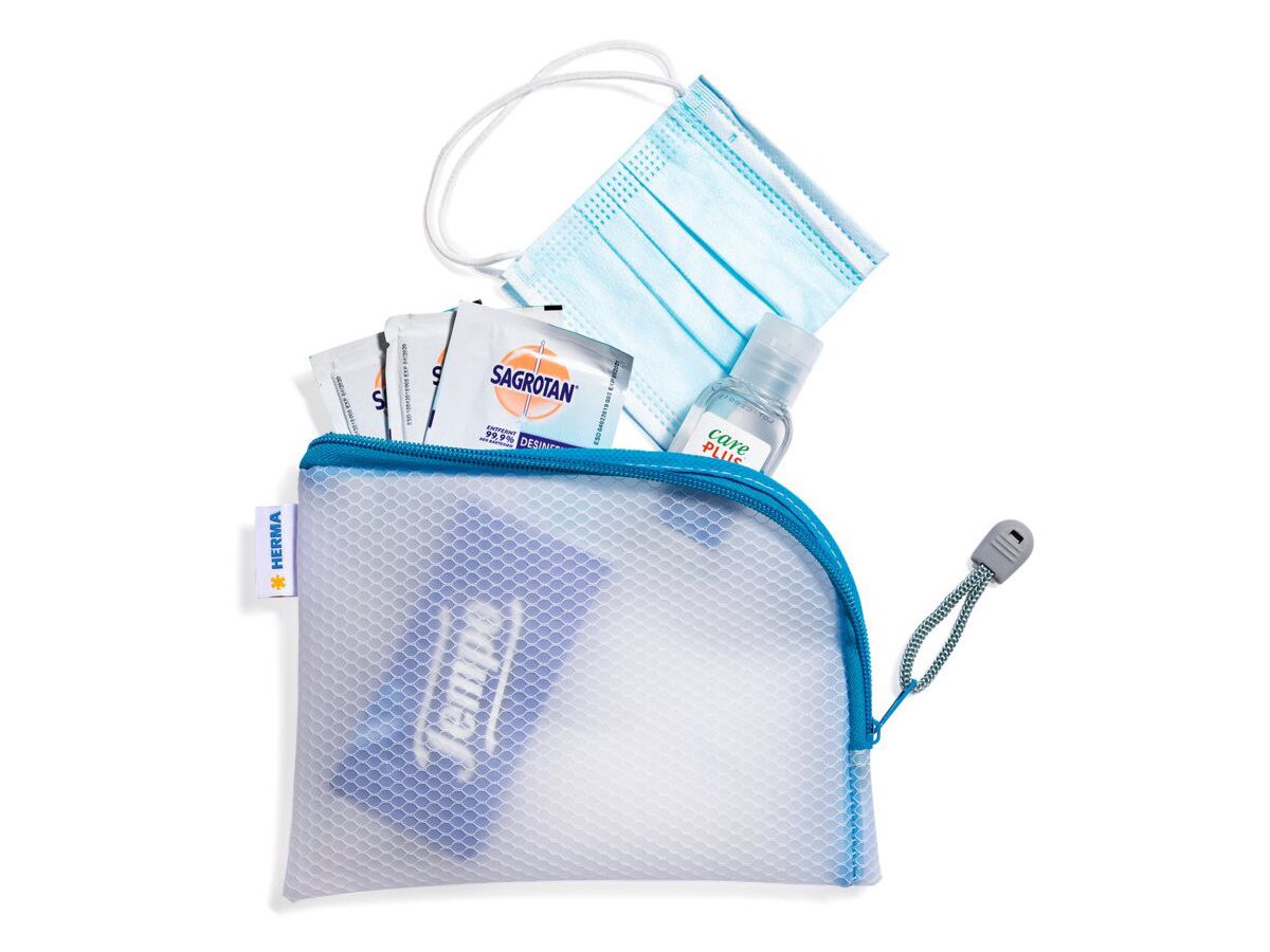 HERMA Tasca documenti con zip A6 20025 blu, 19x14cm (4008705200257)